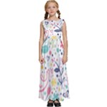 cute bird pattern Kids  Satin Sleeveless Maxi Dress