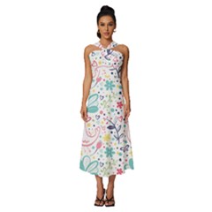 Sleeveless Cross Front Cocktail Midi Chiffon Dress 