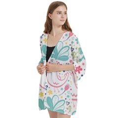 Open Front 3/4 Sleeve Batwing Chiffon Cardigan Kimono 