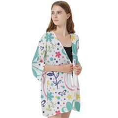 Open Front 3/4 Sleeve Batwing Chiffon Cardigan Kimono 