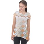 shells pattern Cap Sleeve High Low Top