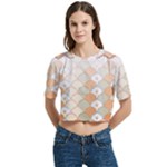 shells pattern Women s Round Neck Short Sleeve Crop Top