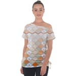 shells pattern Off Shoulder Tie-Up T-Shirt