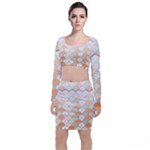 shells pattern Long Sleeve Crop Top & Bodycon Skirt Set