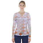 shells pattern V-Neck Long Sleeve Top