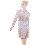 shells pattern Button Long Sleeve Dress