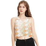 shells pattern V-Neck Cropped Tank Top