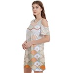 shells pattern Women s Cold Shoulder Round Neck Mini Dress