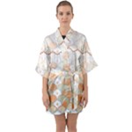 shells pattern Half Sleeve Satin Kimono 