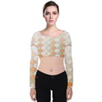 shells pattern Velvet Long Sleeve Crop Top