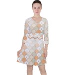 shells pattern Quarter Sleeve Ruffle Waist Dress