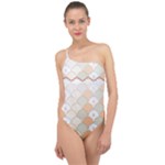 shells pattern Classic One Shoulder Swimsuit