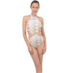 shells pattern Halter Side Cut Swimsuit