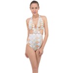 shells pattern Halter Front Plunge Swimsuit