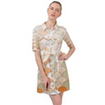 shells pattern Belted Shirt Dress