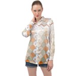 shells pattern Long Sleeve Satin Shirt