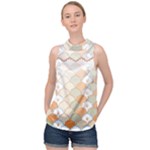 shells pattern High Neck Satin Top