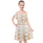 shells pattern Kids  Cut Out Shoulders Chiffon Dress