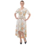 shells pattern Front Wrap High Low Dress