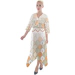 shells pattern Quarter Sleeve Wrap Front Maxi Dress