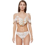 shells pattern Ruffle Edge Tie Up Bikini Set	