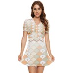 shells pattern V-Neck High Waist Chiffon Mini Dress