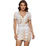 shells pattern Low Cut Cap Sleeve Mini Dress