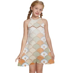 Kids  Halter Collar Waist Tie Chiffon Dress 