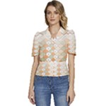 shells pattern Puffed Short Sleeve Button Up Jacket