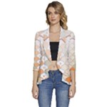 shells pattern Women s 3/4 Sleeve Ruffle Edge Open Front Jacket