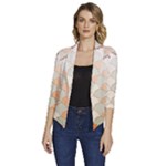 shells pattern Women s Draped Front 3/4 Sleeve Shawl Collar Jacket