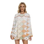 shells pattern Round Neck Long Sleeve Bohemian Style Chiffon Mini Dress