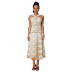 shells pattern Sleeveless Cross Front Cocktail Midi Chiffon Dress