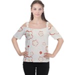 Floral Pattern Cutout Shoulder T-Shirt