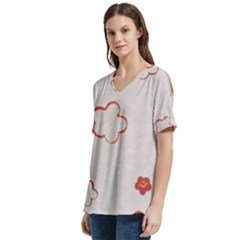 V-Neck Split Shoulder Casual T-Shirt 