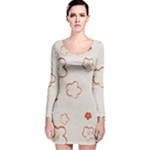 Floral Pattern Long Sleeve Velvet Bodycon Dress