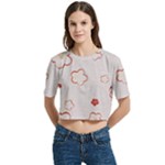 Floral Pattern Women s Round Neck Short Sleeve Crop Top