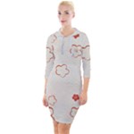 Floral Pattern Quarter Sleeve Hood Bodycon Dress