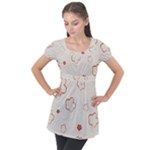 Floral Pattern Puff Sleeve Tunic Top