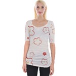 Floral Pattern Wide Neckline T-Shirt