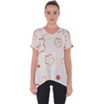 Floral Pattern Cut Out Side Drop T-Shirt