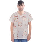 Floral Pattern Men s V-Neck Scrub Top