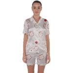 Floral Pattern Satin Short Sleeve Pajamas Set