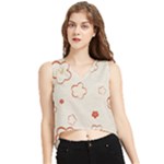 Floral Pattern V-Neck Cropped Tank Top