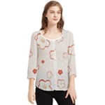 Floral Pattern Chiffon Quarter Sleeve Blouse