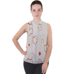 Mock Neck Chiffon Sleeveless Top 