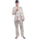 Floral Pattern Men s Long Sleeve Satin Pajamas Set