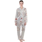 Floral Pattern Women s Long Sleeve Satin Pajamas Set