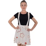 Floral Pattern Velvet Suspender Skater Skirt