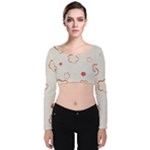 Floral Pattern Velvet Long Sleeve Crop Top